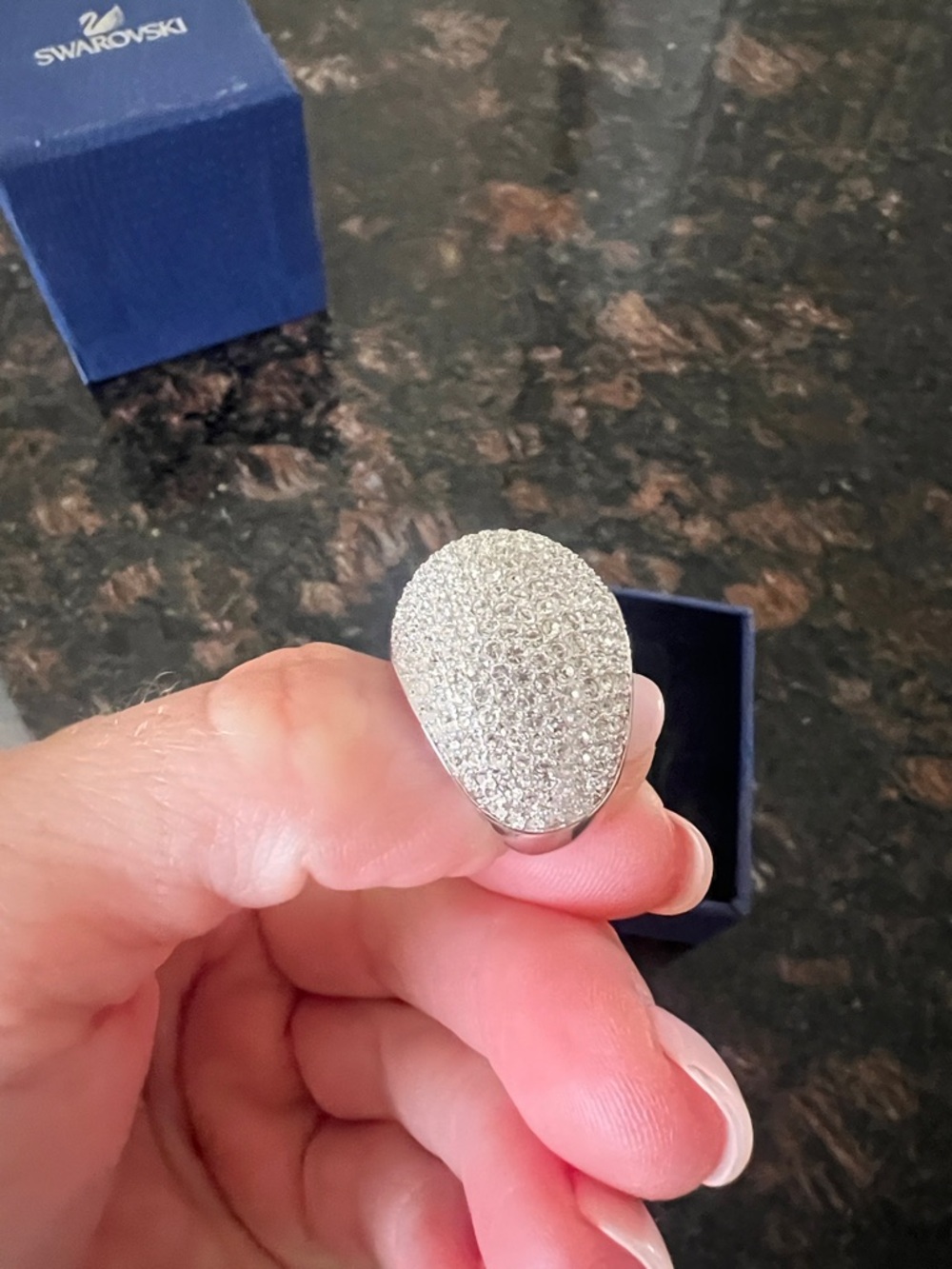 Swarovski Silver Pavé Dome Cocktail Ring - Picture 3 of 5